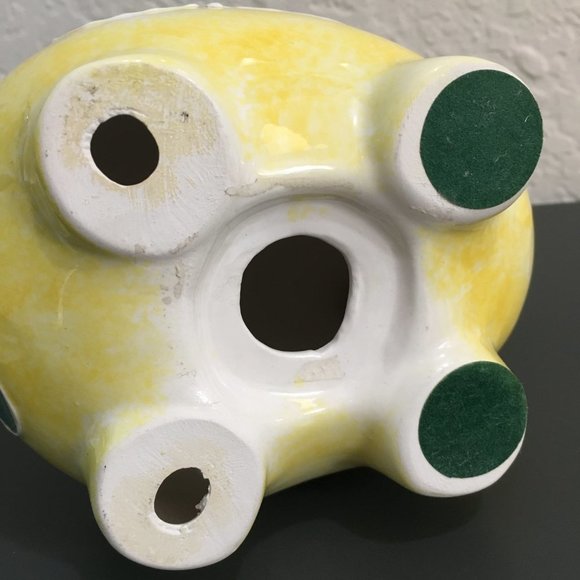 Piggy Bank Yellow Ceramic With butterfly Collectable - Picture 5 of 8